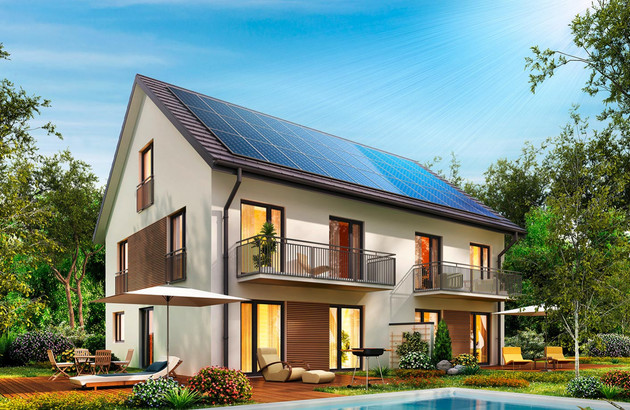 Habitation positive avec panneaux solaires