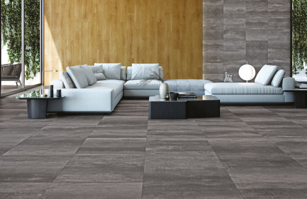 carrelage lappato dans un salon modèle Arc de chez Metropol