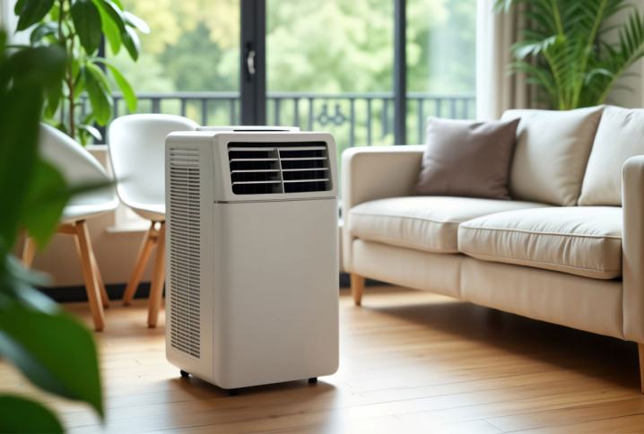 climatiseur monobloc installé dans une pièce à vivre