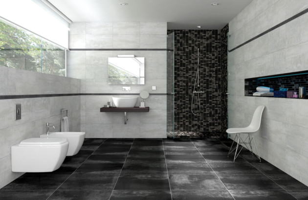 Salle de bains lumineuse avec wc et douche