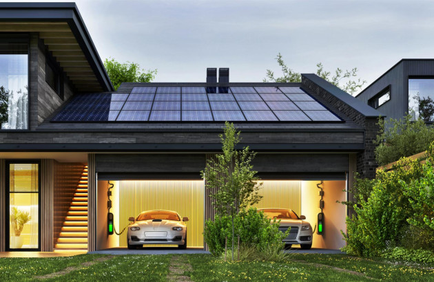 Maison très moderne équipée de panneaux solaires