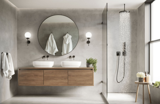 Salle de bains moderne avec douche encastrée