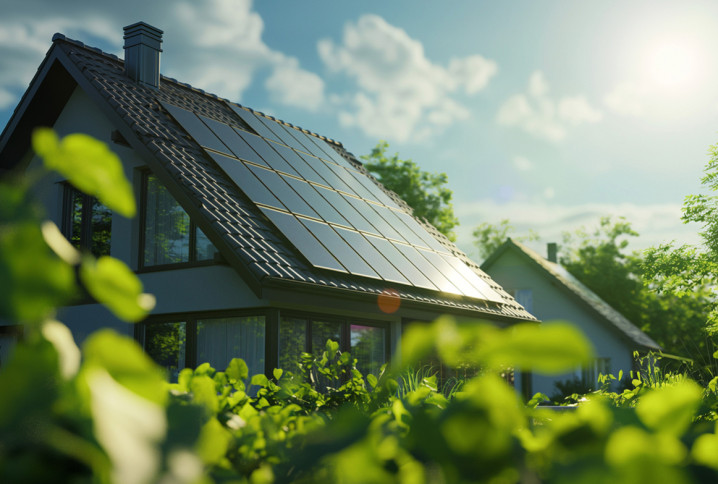 Maison équipée de panneaux solaires en autoconsommation