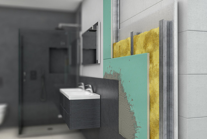 Vue découpée de l'isolation d'une salle de bains