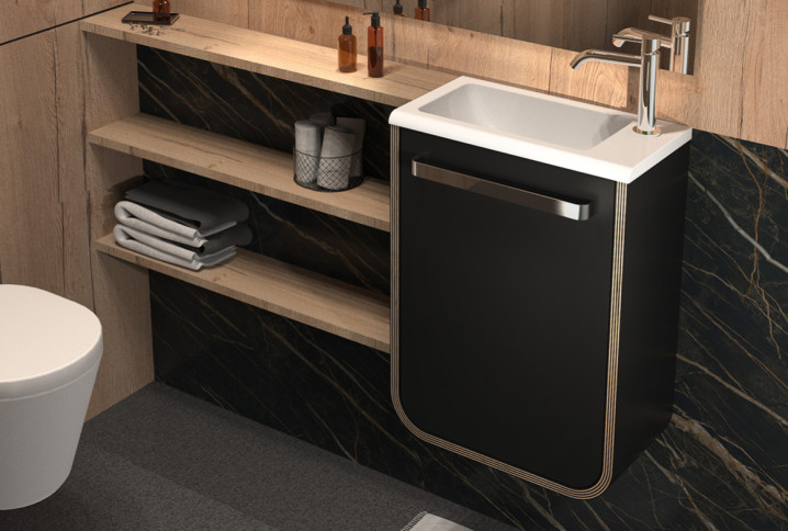 WC avec petit meuble de rangement