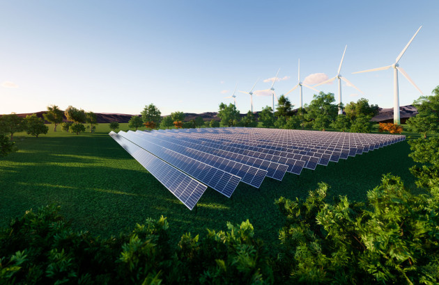 Champ de panneaux solaires