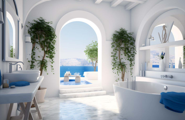 Salle de bains dans une maison Grecque