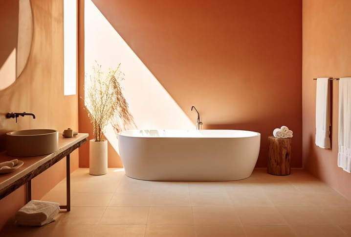 Salle de bains terracotta