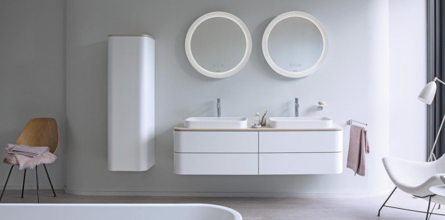 Meuble double vasque Happy D.2 plus de Duravit pour une salle de bains organisée et pratique