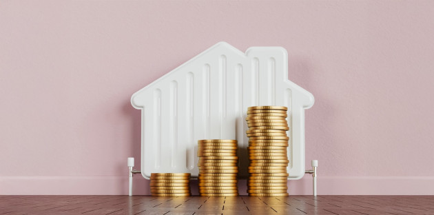 radiateur en forme de maison avec des pièces de monnaie