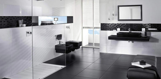 Salle de bains noir et blanche