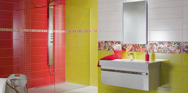 Salle de bains colorée