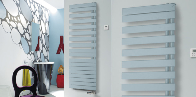 Exemple de seche-serviettes dans une salle de bains design contemporaine