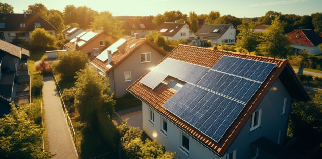 Maison dotée de plusieurs panneaux solaires sur son toit