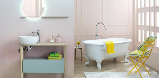 Salle de bains aux couleurs pastels