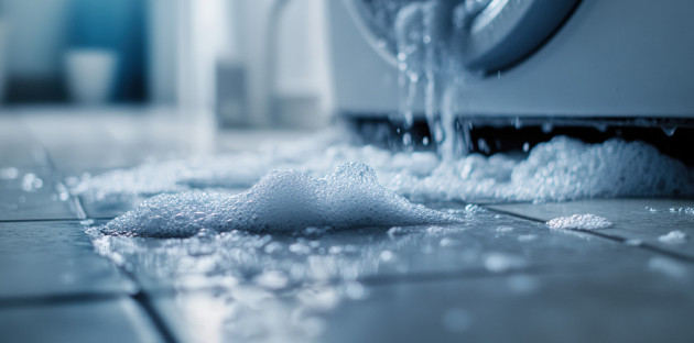 Eau de la machine a laver qui a débordé sur le carrelage