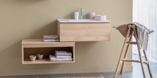 meuble de salle de bains compact en bois