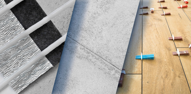 Différents types de carrelage et mise en œuvre sur plancher chauffant, avec croisillons et pose précise.