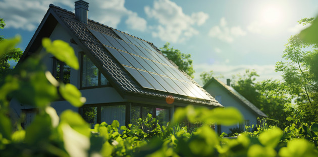 Maison équipée de panneaux solaires en autoconsommation