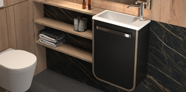 WC avec petit meuble de rangement