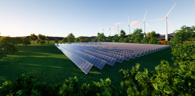 Champ de panneaux solaires