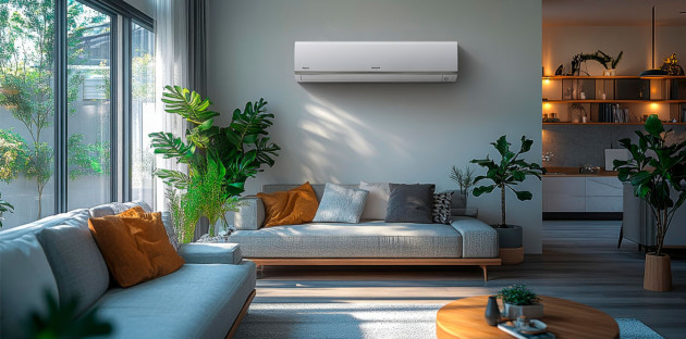 Grand salon équipé d'un système de climatisation