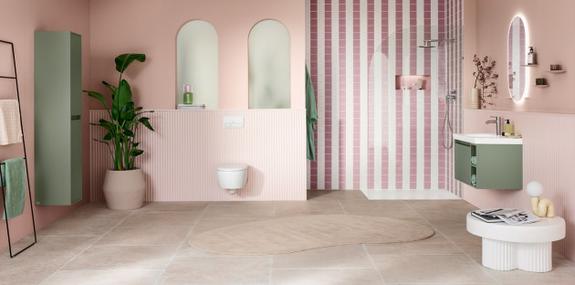 Salle de bains rose et vert sauge : une tendance douce et audacieuse