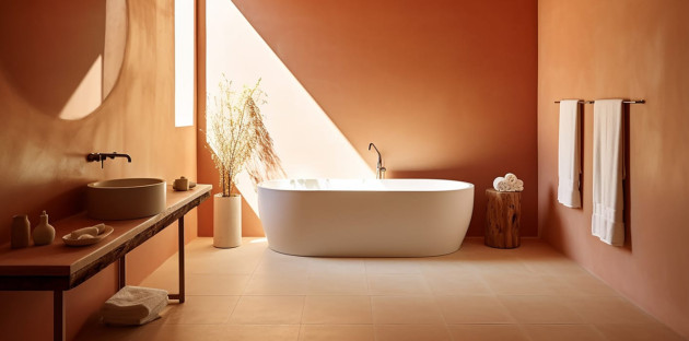 Salle de bains terracotta