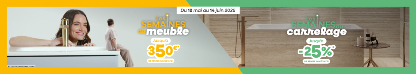 Bannière promotionnelle les semaines du meuble et du carrelage 2024 Espace Aubade