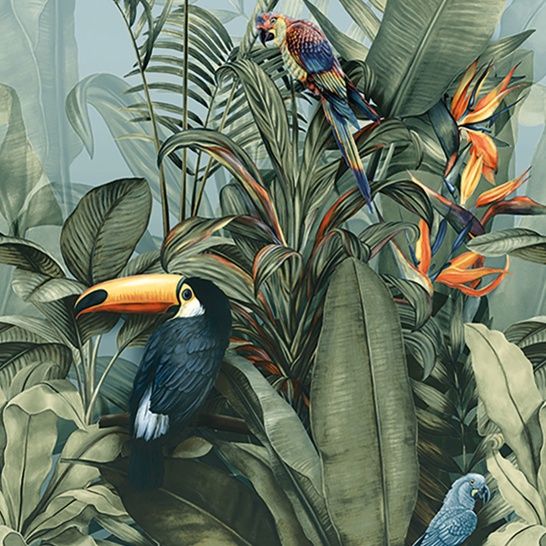 Carrelage motif décor jungle tropical Pigmento de Ergon