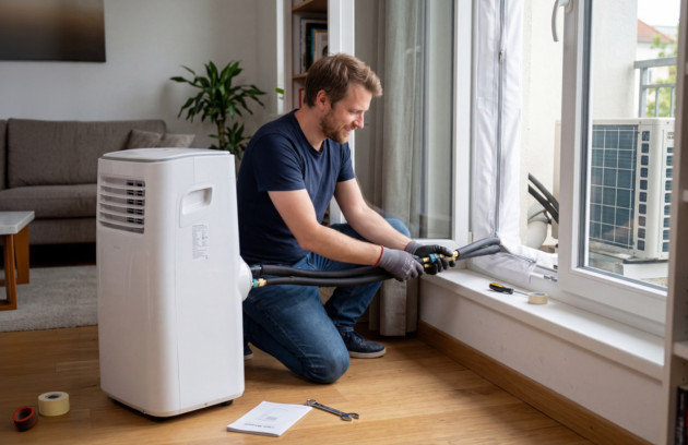 Installation d’un climatiseur mobile split dans un appartement