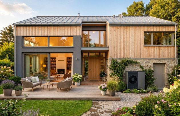 Maison équipée d'une pompe à chaleur
