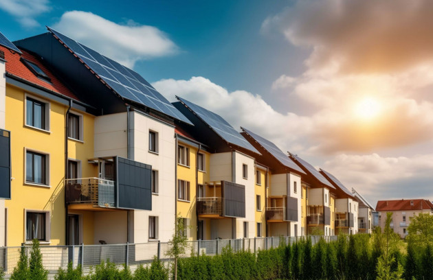 Maison équipée de panneaux solaires thermiques