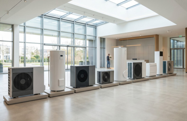 Pompes à chaleur exposées en showroom