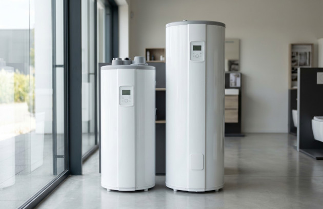 Chauffe-eau thermodynamique installé dans un garage.