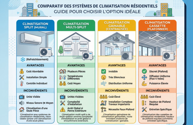 Comparatif des différents systèmes de climatisation résidentielle