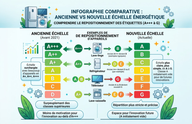 Comparaison entre l’ancienne et la nouvelle étiquette énergie