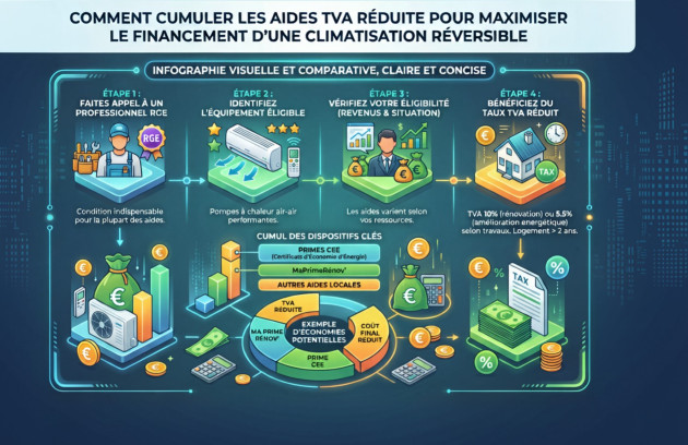 Schéma des aides cumulables pour financer une climatisation