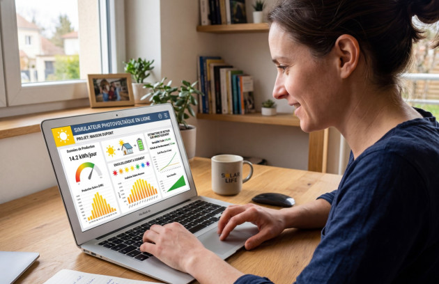 Utilisation d’un simulateur photovoltaïque en ligne pour estimer la production solaire.