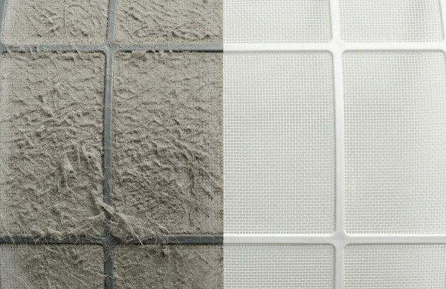 Comparatif filtre de climatisation encrassé et filtre propre après entretien