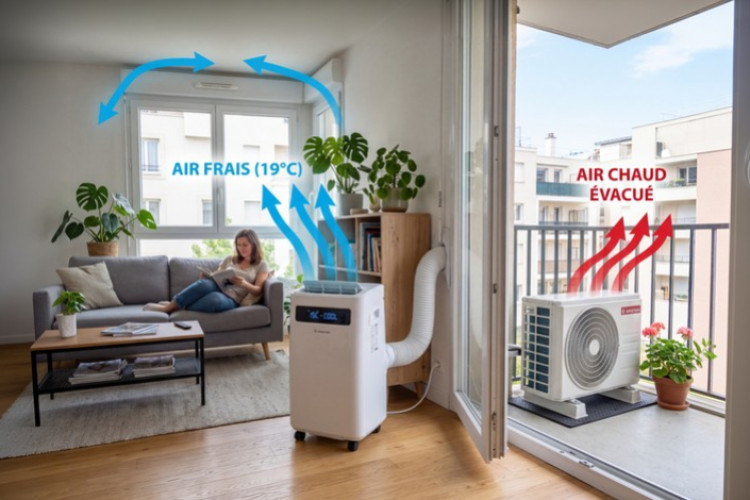 Fonctionnement d’un climatiseur mobile split avec unité extérieure