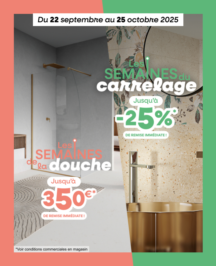 Slider les semaines du carrelage et de la douche Espace Aubade 2025