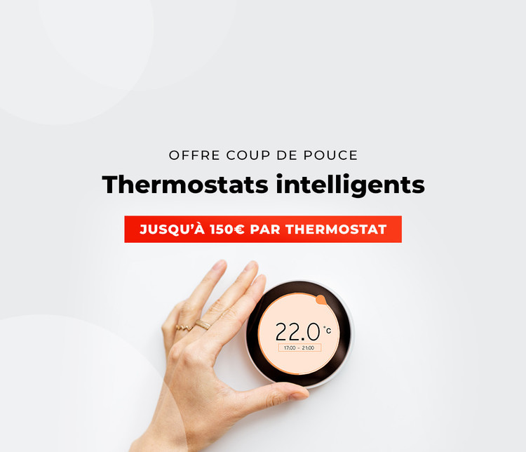 visuel commercial mettant en avant une personne effectuant le réglage de son thermostat