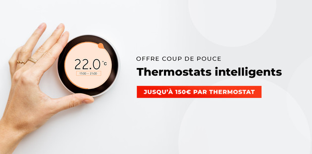 visuel commercial mettant en avant une personne effectuant le réglage de son thermostat