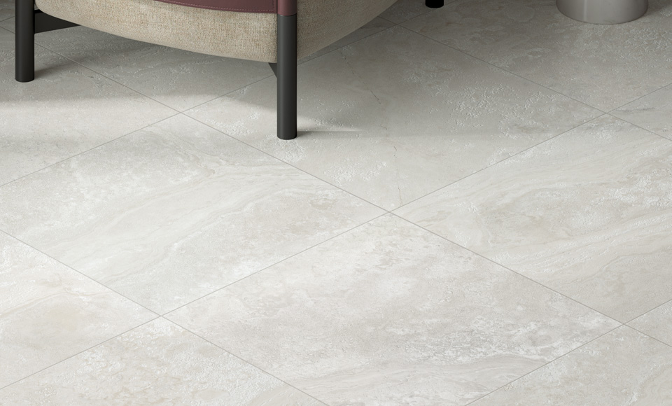 Carrelage Palma par Sélection Audabe format 60 x 60 cm en coloris Pearl Cross