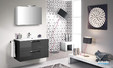 meuble façades vernies gris anthracite, plan vasque moulé et armoire de toilette avec applique halogène Delpha Graphic GC90D
