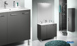 Miroir avec applique, meuble bas graphite satiné et plan vasque moulé 46 cm + sèche-serviettes Delpha ProMOULE PL90