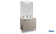 Miroir avec applique, meuble bas beige satiné et plan vasque moulé 46 cm Delpha ProMOULE PL90