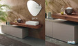 Meuble de salle de bain, console en bois et vasque en minéralmarbre