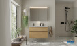Meuble Eqio Smart. Finition mélaminée synchropore, finition Chêne décor classique poignée Noir mat